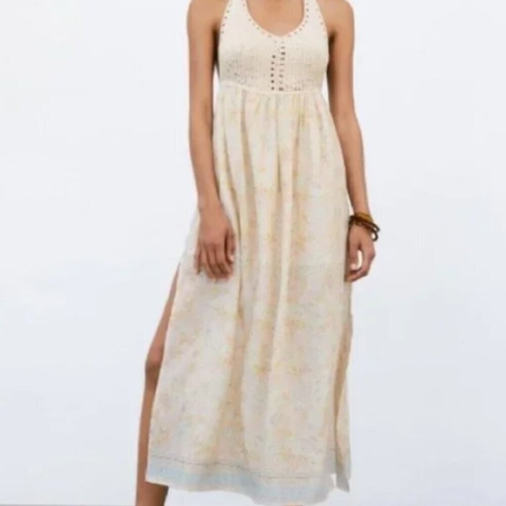 ZARA WOMEN COMBINATION MULTICOLORED CROCHET DRESS SIZE S 7521/224/330